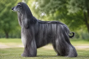 Afghan Hound — Black & Silver coat
