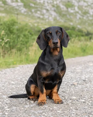 Alpine Dachsbracke — sitting