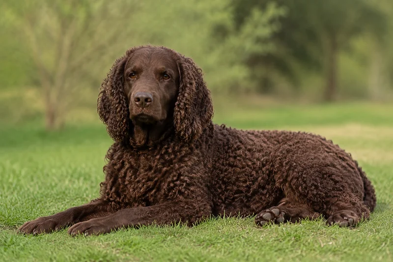 American Water Spaniel — lying down