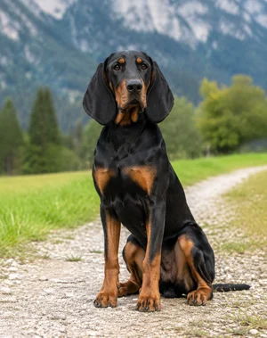 Austrian Black and Tan Hound — sitting