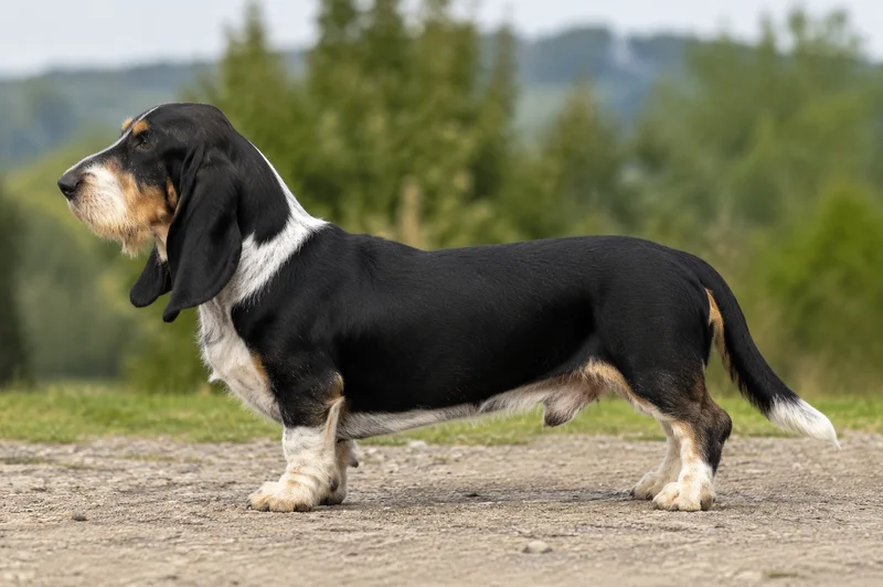 Basset Artesien Normand — tricolor (black coat
