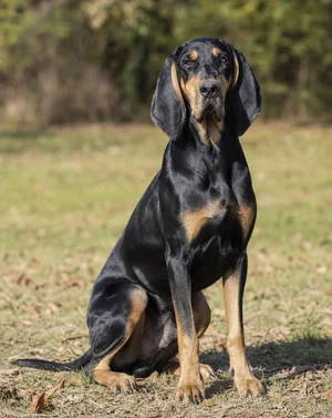 Black and Tan Coonhound — sitting