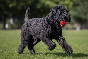 Black Russian Terrier — playing