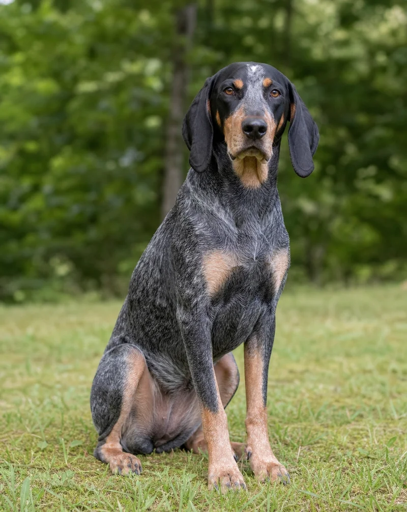 Bluetick Coonhound — sitting