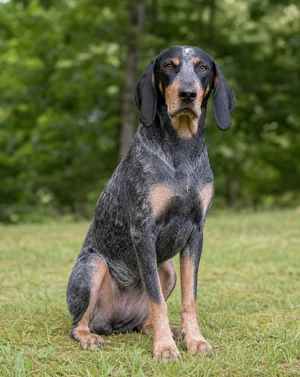 Bluetick Coonhound — sitting