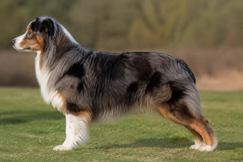Border Collie — tricolor (black/blue/chocolate base) coat