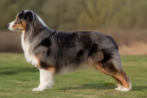 Border Collie — tricolor (black/blue/chocolate base) coat