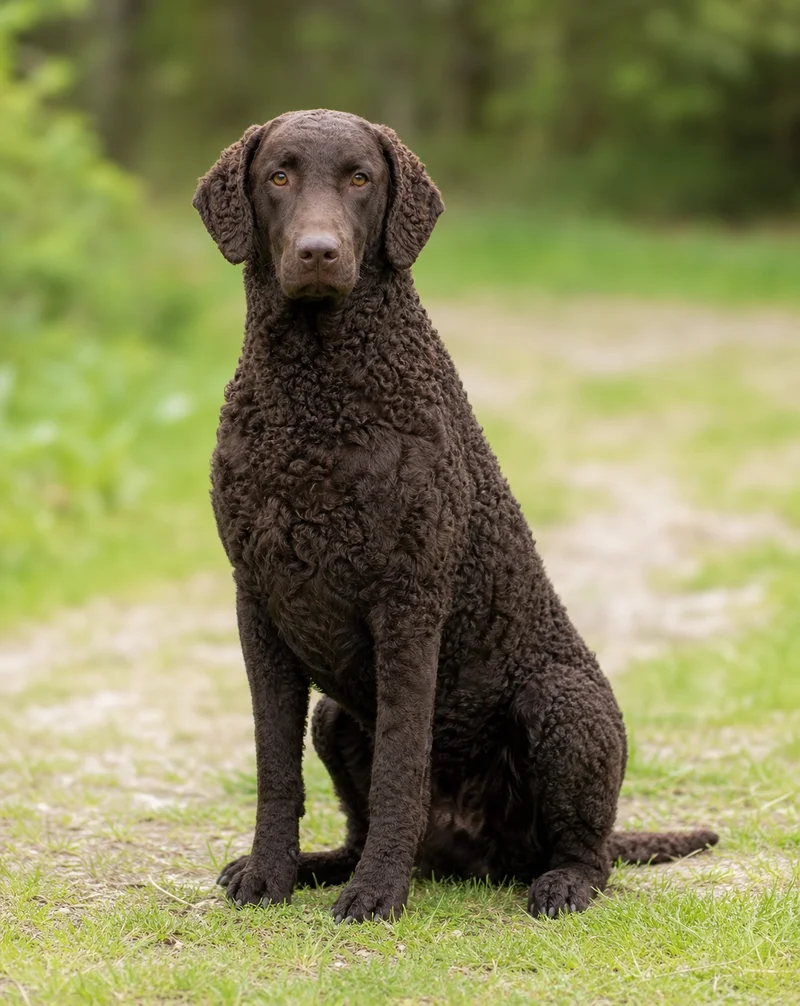Curly Coated Retriever — sitting