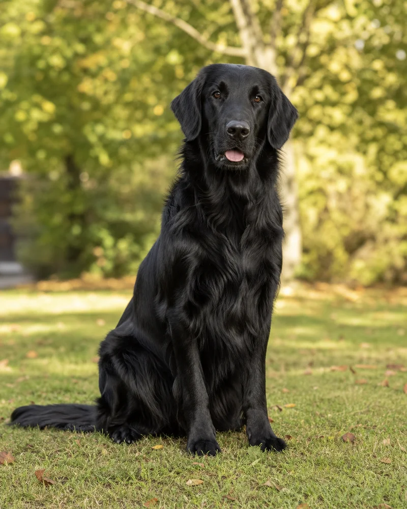 Flat Coated Retriever — sitting