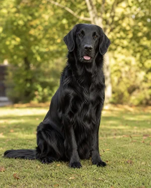 Flat Coated Retriever — sitting