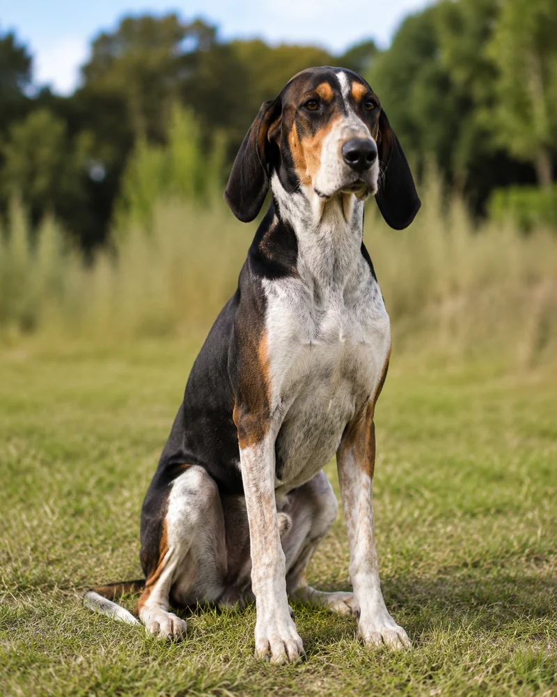 French Tricolour Hound — sitting