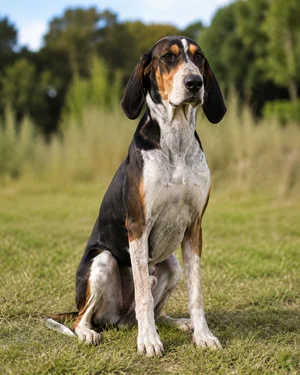 French Tricolour Hound — sitting