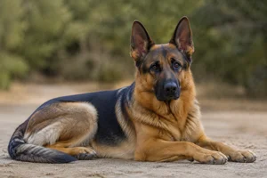 German Shepherd Dog — lying down