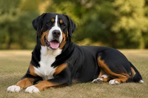 Greater Swiss Mountain Dog — lying down