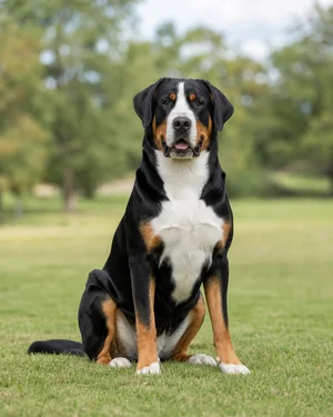 Greater Swiss Mountain Dog — sitting