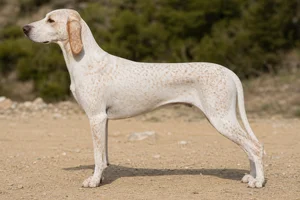 Istrian Shorthaired Hound — White with lemon ticking coat