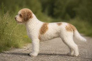 Lagotto Romagnolo — White with orange patches coat