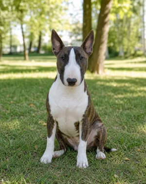 Miniature Bull Terrier — sitting