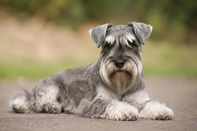 Miniature Schnauzer — lying down