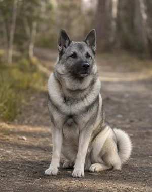Norwegian Elkhound — sitting