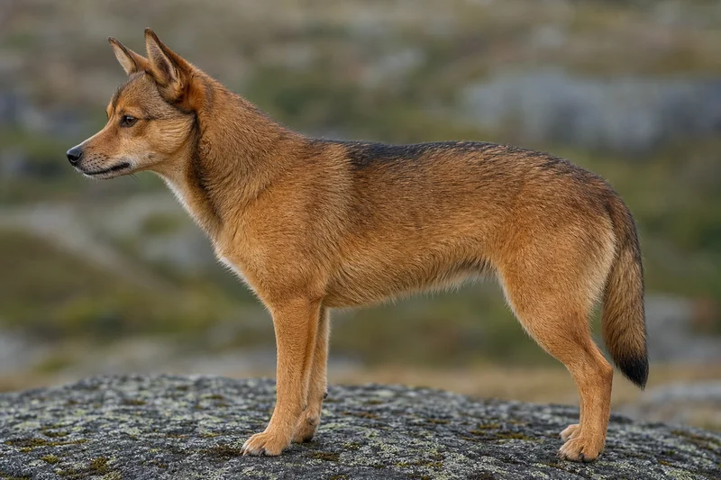 Norwegian Lundehund — reddish-brown with black tips coat