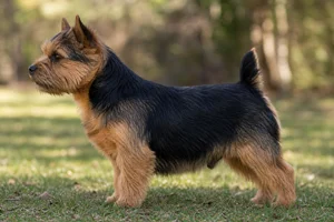 Norwich Terrier — black and tan coat