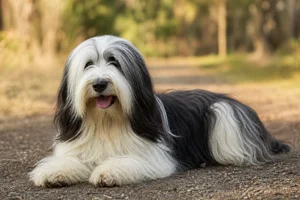 Polish Lowland Sheepdog — lying down