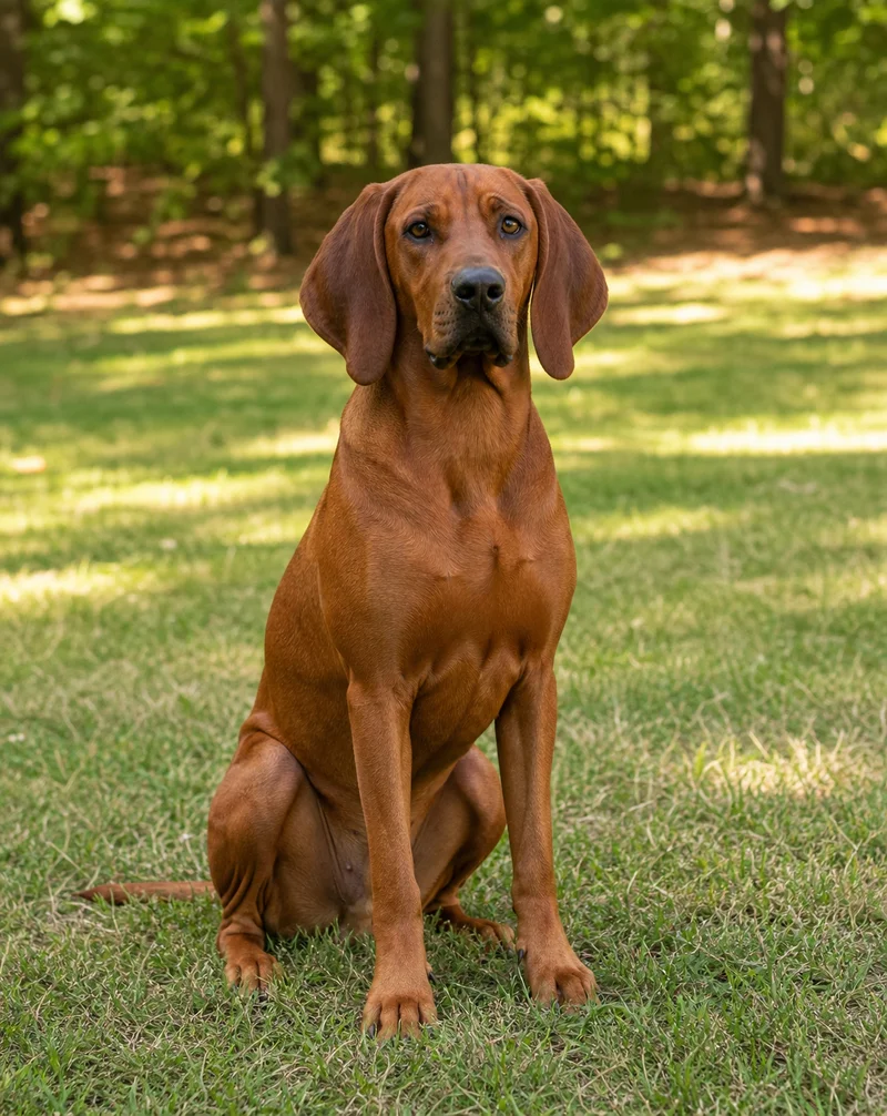 Redbone Coonhound — sitting