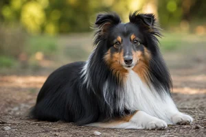 Shetland Sheepdog — lying down