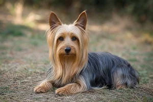 Silky Terrier — lying down