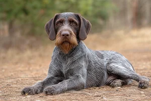 Slovakian Rough-haired Pointer — lying down